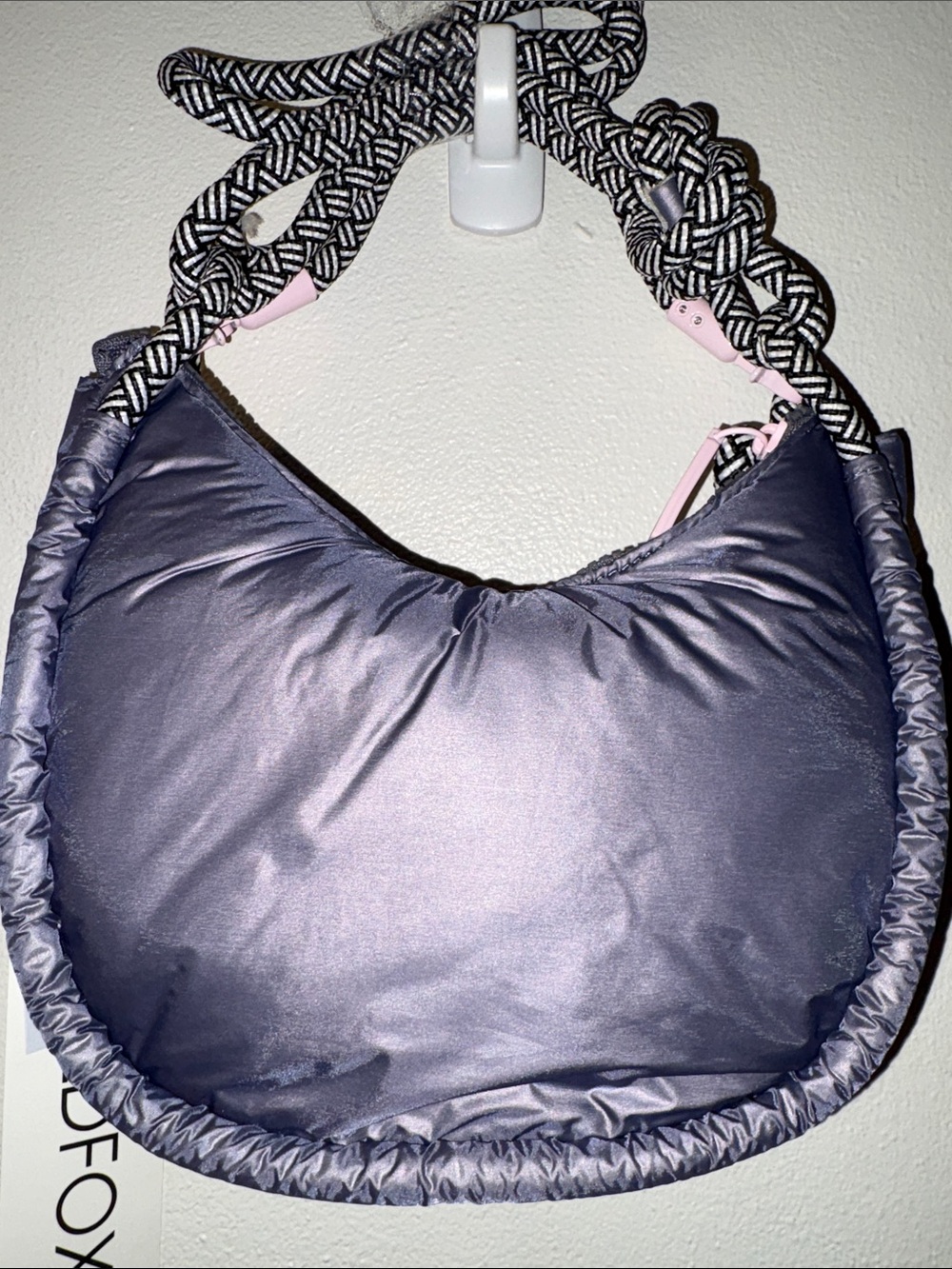Wildfox shoulder/Crossbody bag in Metallic bluish gray w/ pink and black accents